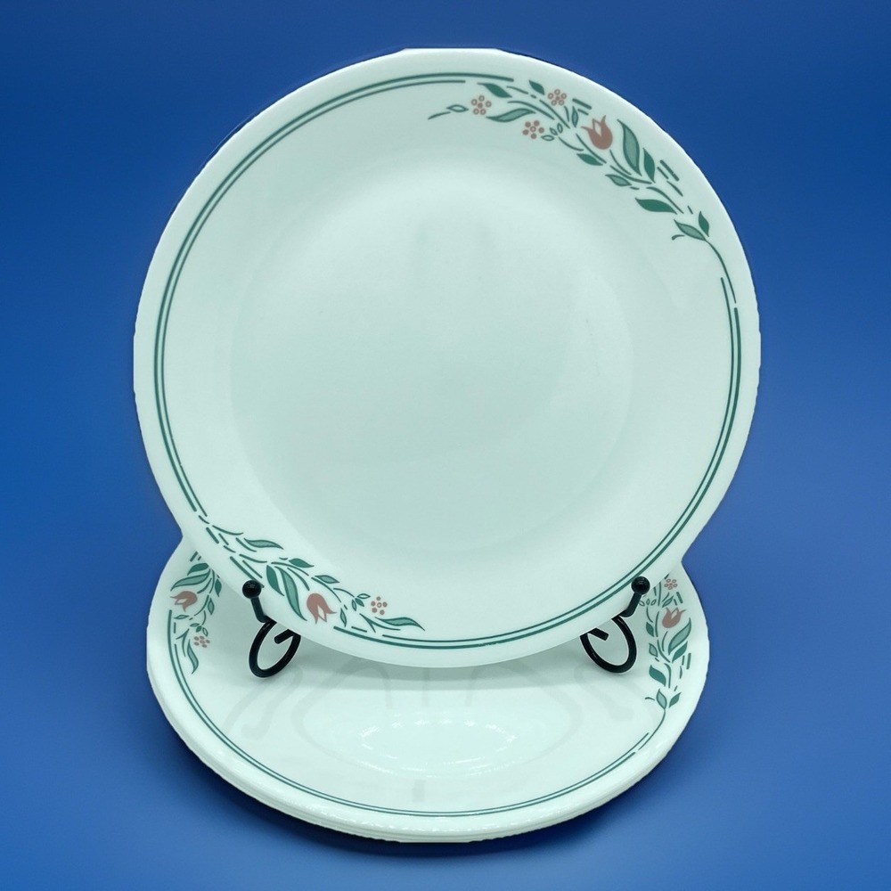 Set Of 4‎ Corelle Rosemarie Dinner Plates 10 1/4" Tulips Vintage Replacement